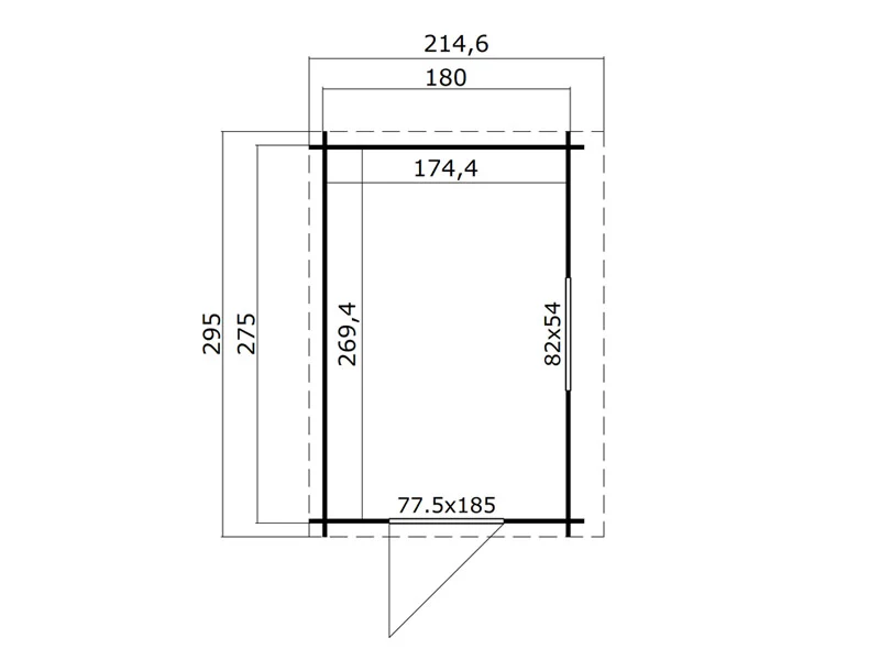 Redskapsbod mot vägg i trä Vanda 1,8x2,75x2,68m, 28mm, 4,7m², Mörkgrå - Image 6