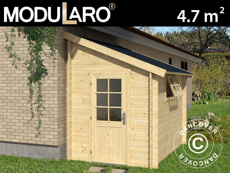 Redskapsbod mot vägg i trä Vanda 1,8x2,75x2,68m, 28mm, 4,7m², Naturlig