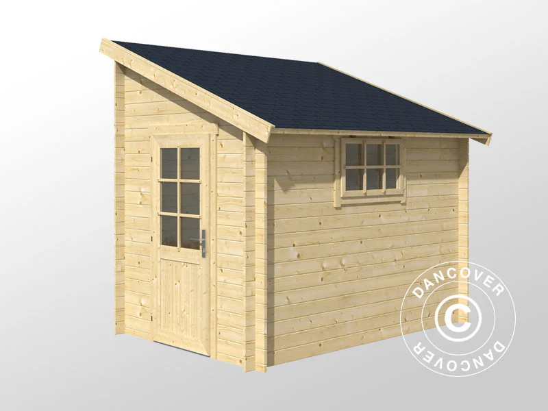 Redskapsbod mot vägg i trä Vanda 1,8x2,75x2,68m, 28mm, 4,7m², Naturlig - Image 4