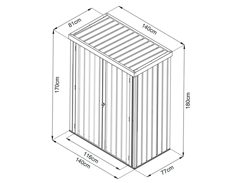 Redskapsbod, stålskåp 1,4x0,81x1,8m, 1,13m², ProShed®, Antracit - Image 10