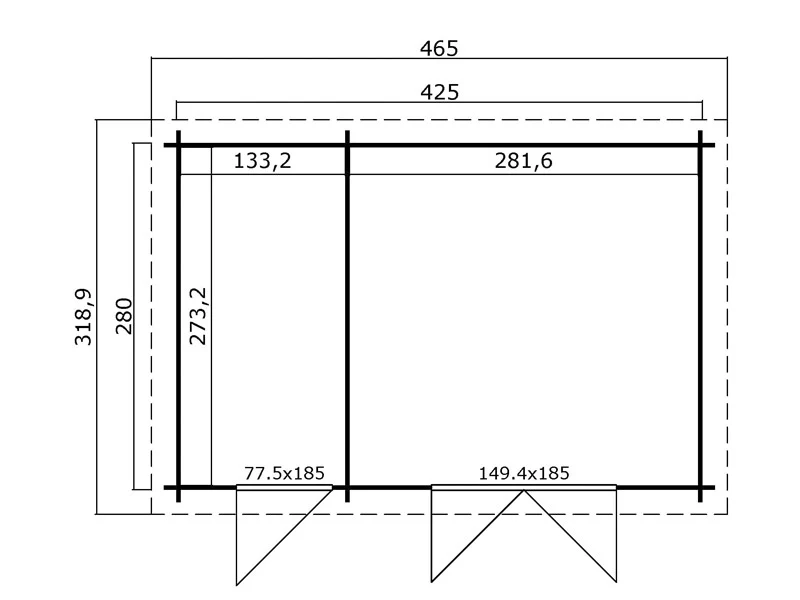 Redskapsbod, stuga i trä Riga 4,25x2,8x2,22m, 34mm, 11,3m², Mörkgrå - Image 8