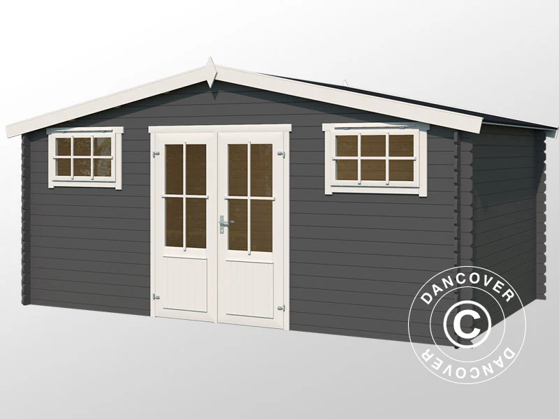 Redskapsbod, stuga i trä Sandvika 4,8x2,92x2,45m, 28mm, 13,59m², Mörkgrå - Image 3