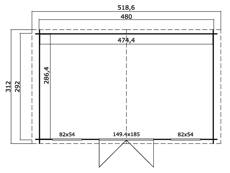 Redskapsbod, stuga i trä Sandvika 4,8x2,92x2,45m, 28mm, 13,59m², Mörkgrå - Image 7