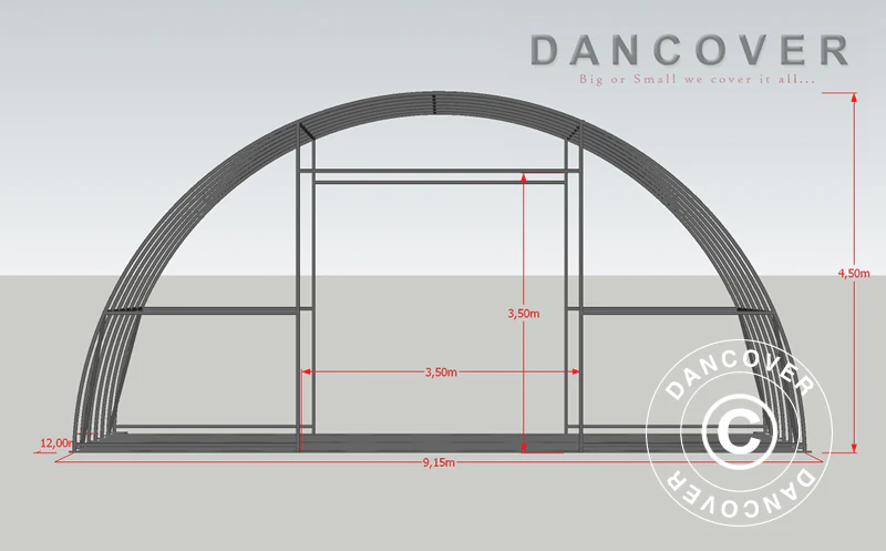 Rundbågehall 9,15x12x4,5m, PVC, Vit - Image 8