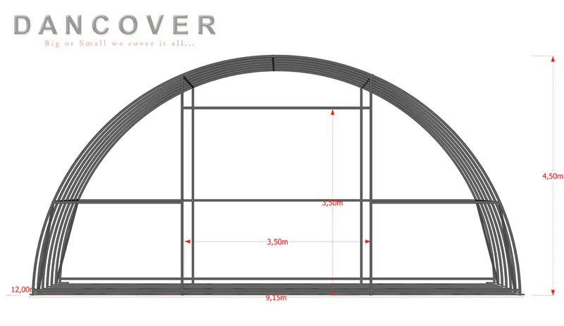 Rundbågehall 9,15x20x4,5m, PVC, Vit - Image 9