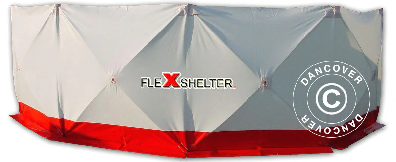 Säkerhetsskärm FleXshelter PRO, 7,2x1,8m, Vit/röd - Image 2