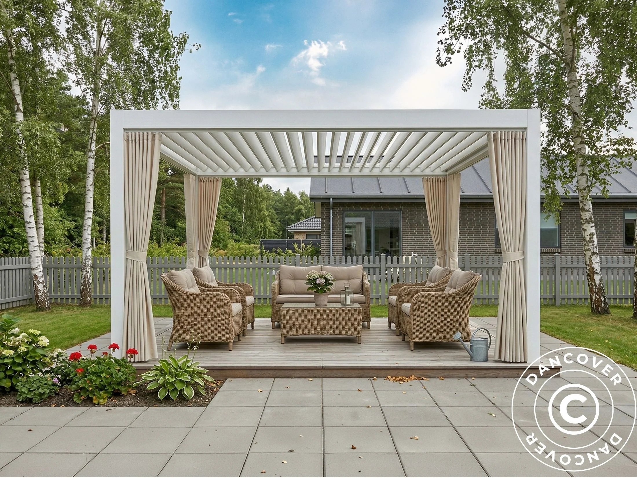 Sidoväggar och myggnät för bioklimatisk pergola paviljong San Pablo, 3x3m, Beige - Image 2