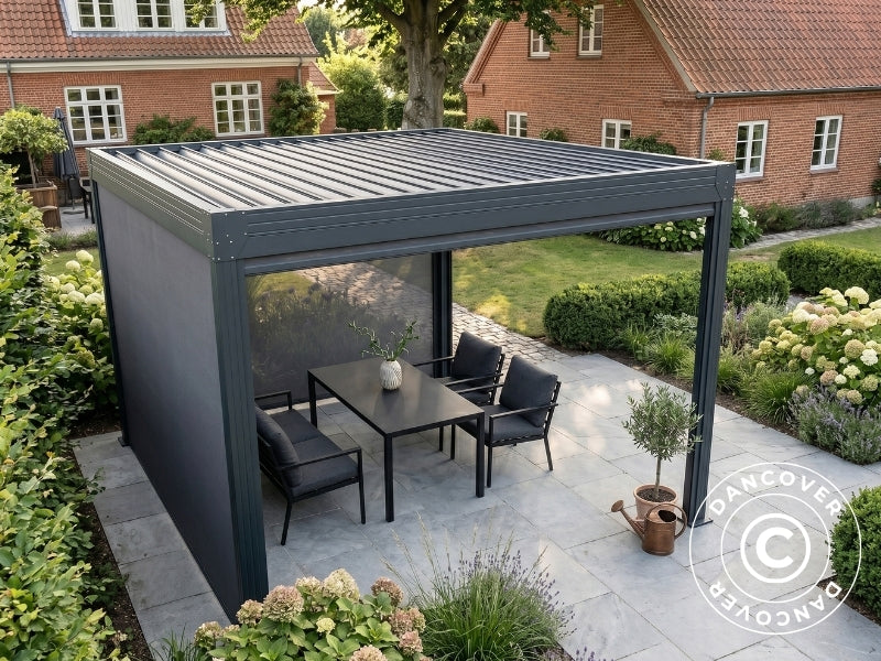 Sidoväggsskärm för bioklimatisk pergola paviljong Monterey S2, 3m, Mörkgrå - Image 6