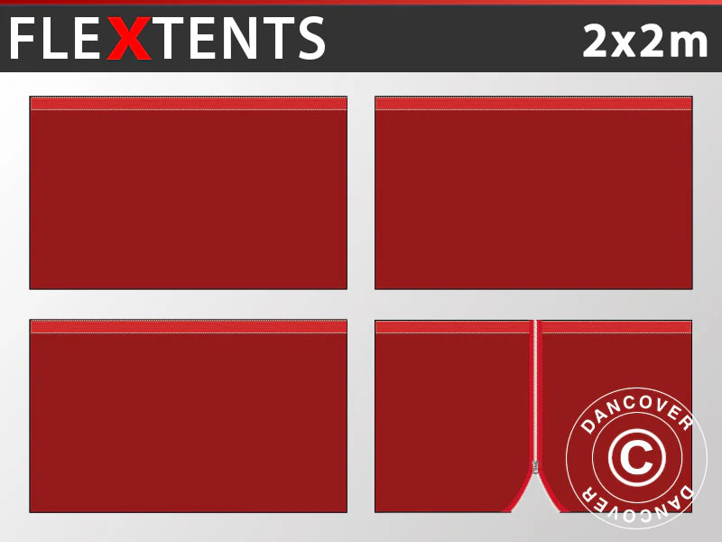 Sidovägg kit för Snabbtält FleXtents 2x2m, Röd