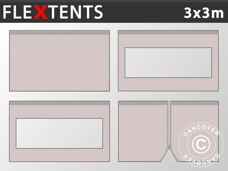 Sidovägg kit för Snabbtält FleXtents 3x3m, Latte