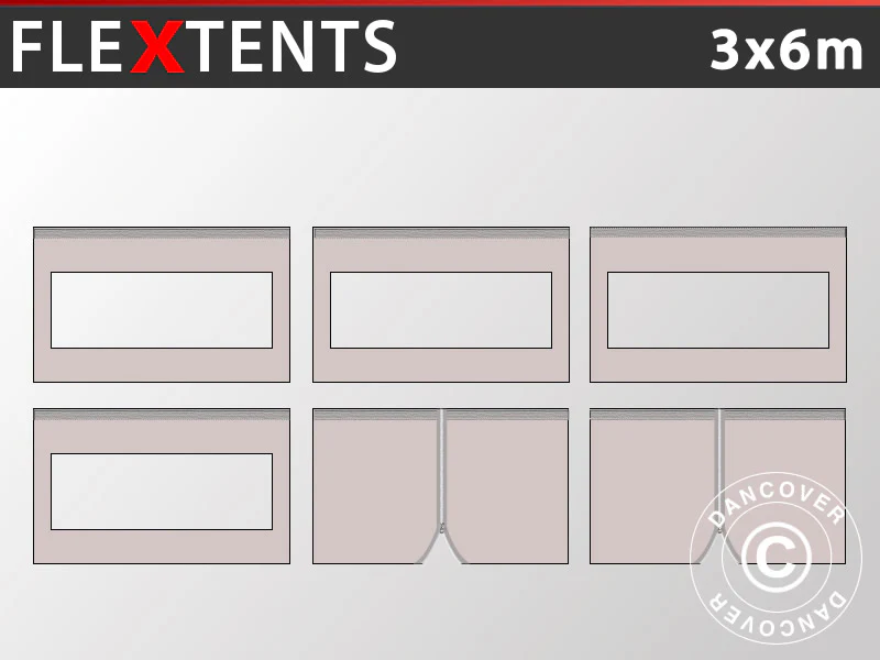 Sidovägg kit för Snabbtält FleXtents 3x6m, Latte