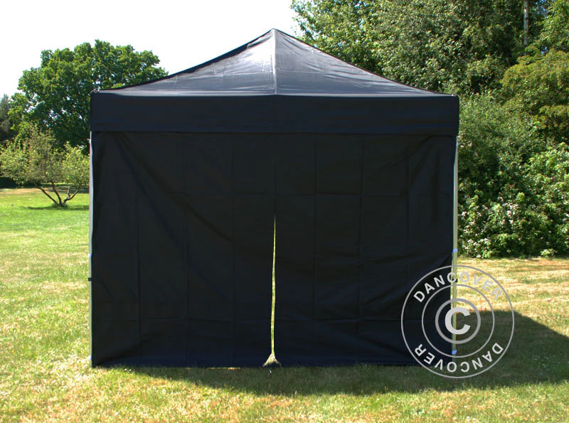 Sidovägg m/ blixtlås för FleXtents, 3m, Svart - Image 3