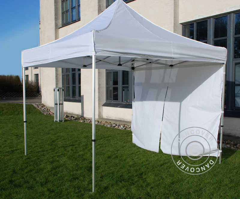 Sidovägg m/ blixtlås för FleXtents, 3m, Vit - Image 4