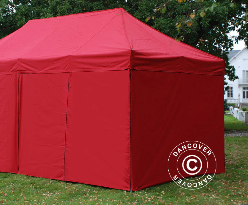 Sidovägg m/ blixtlås för FleXtents, 4m, Röd - Image 4