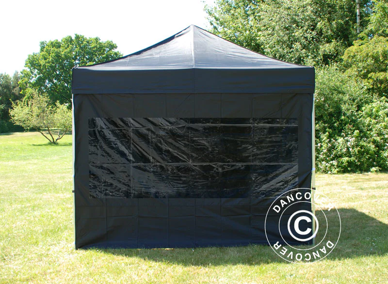 Sidovägg m/ panoramafönster för FleXtents 2x2m, 2m, Svart - Image 3