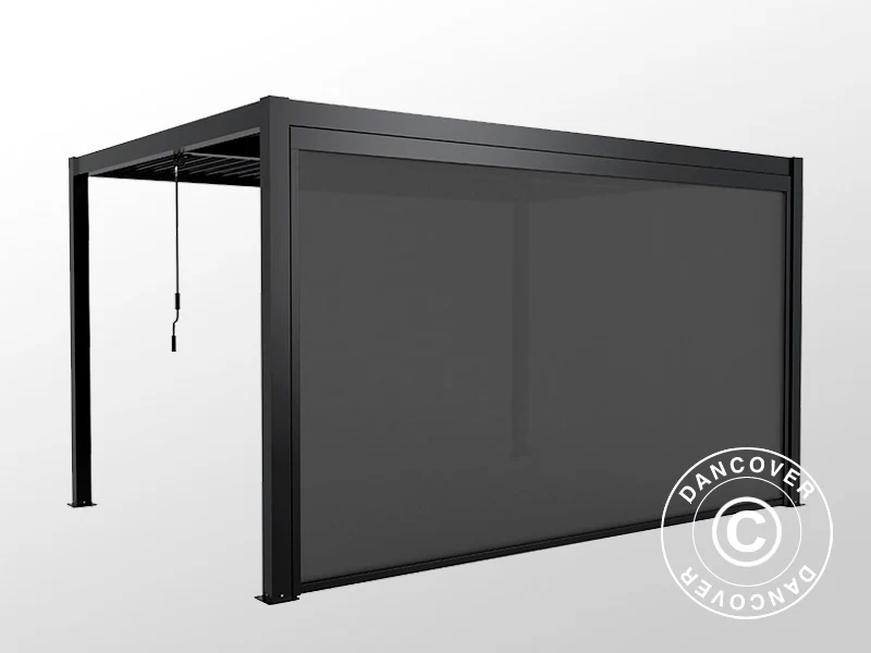 Sidoväggsskärm f/bioklimatisk pergola paviljong San Pablo, 3m, Svart - Image 11