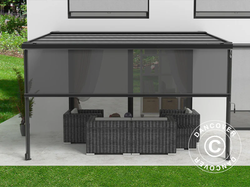 Sidoväggsskärm för altantak Santa Ynez, 4m, Mörkgrå - Image 6