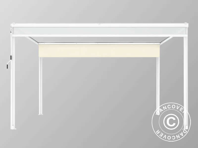 Sidoväggsskärm för pergola paviljong San Fernando, 3m, Vit - Image 3