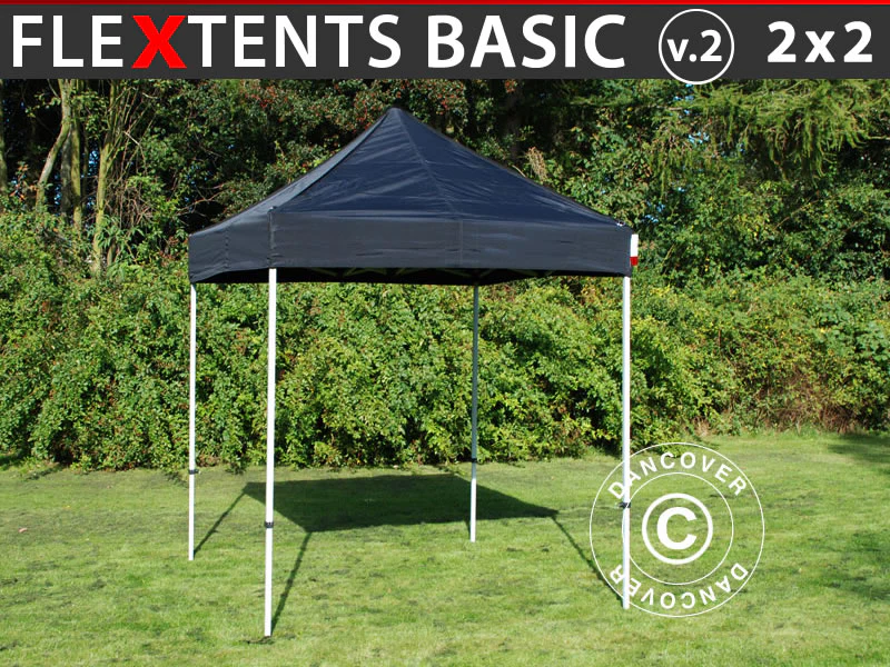 Snabbtält FleXtents Basic v.2, 2x2m Svart