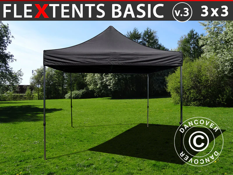 Snabbtält FleXtents Basic v.3, 3x3m Svart