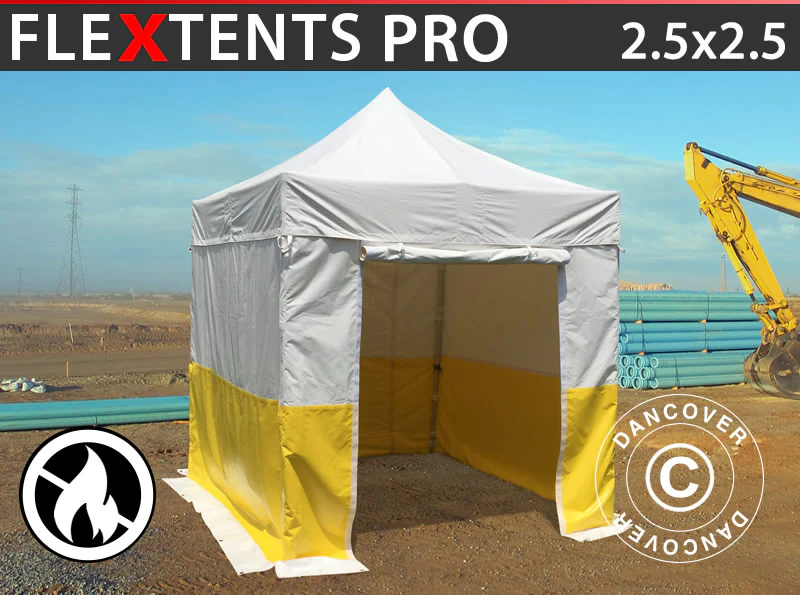 Snabbtält FleXtents® PRO 2,5x2,5m, PVC, Arbetstält, Flamhämmande, inkl. 4 sidoväggar