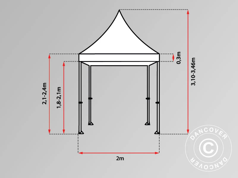Snabbtält FleXtents PRO 2x2m Vit, inkl. 4 sidor - Image 8