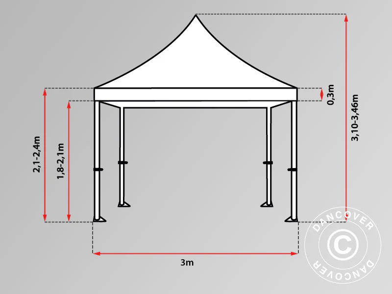 Snabbtält FleXtents PRO 3x3m Blå, inkl. 4 dekorativa gardiner - Image 3