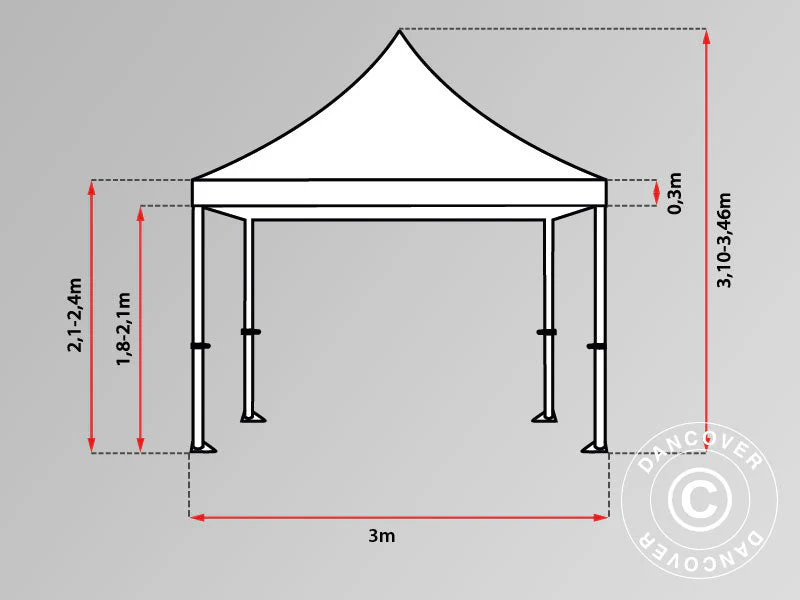 Snabbtält FleXtents PRO 3x3m Orange, inkl. 4 sidor - Image 23