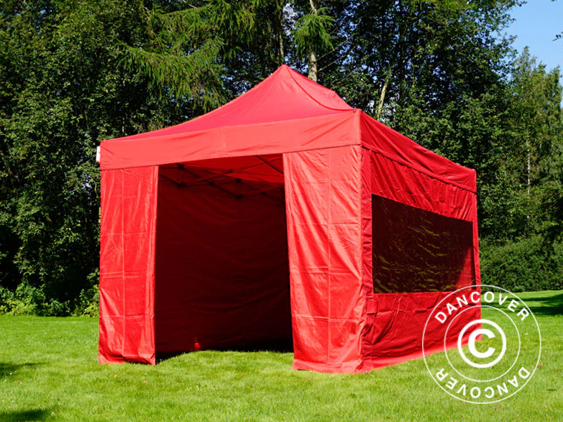 Snabbtält FleXtents PRO 3x4,5m Röd, inkl. 4 sidor - Image 3