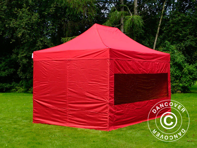 Snabbtält FleXtents PRO 3x4,5m Röd, inkl. 4 sidor - Image 4