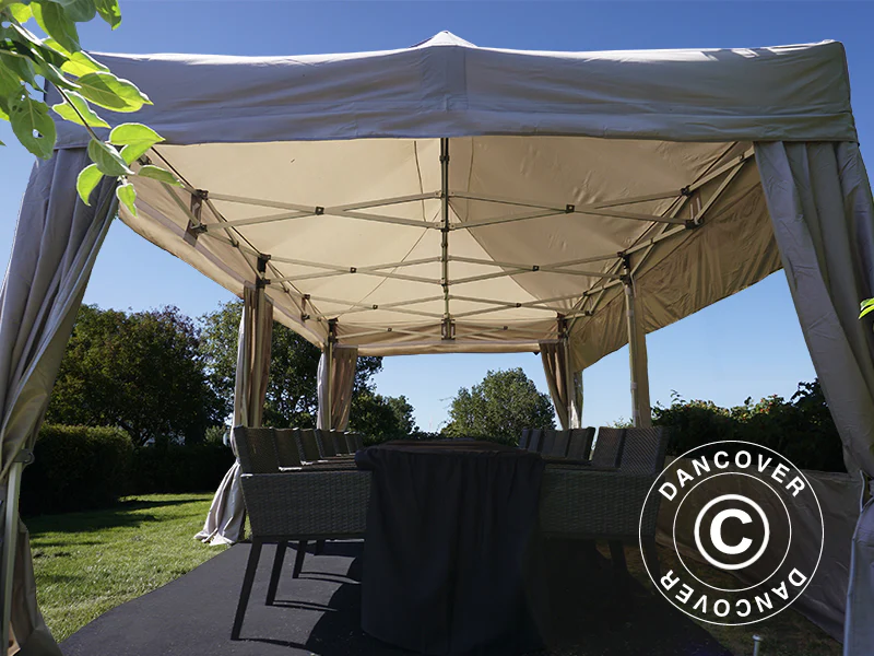 Snabbtält FleXtents PRO 3x6m Latte, inkl. 6 sider & dekorativa gardiner - Image 4