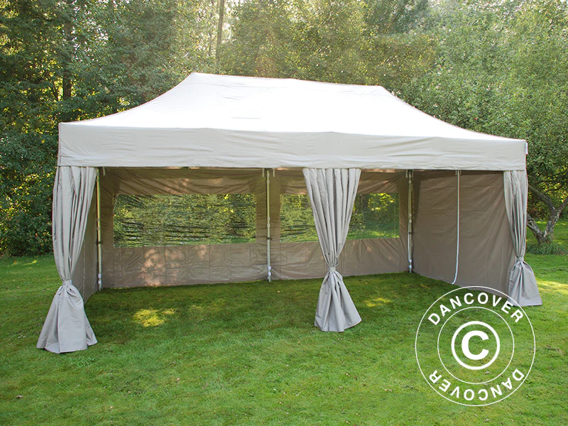 Snabbtält FleXtents PRO 3x6m Latte, inkl. 6 sider & dekorativa gardiner - Image 5