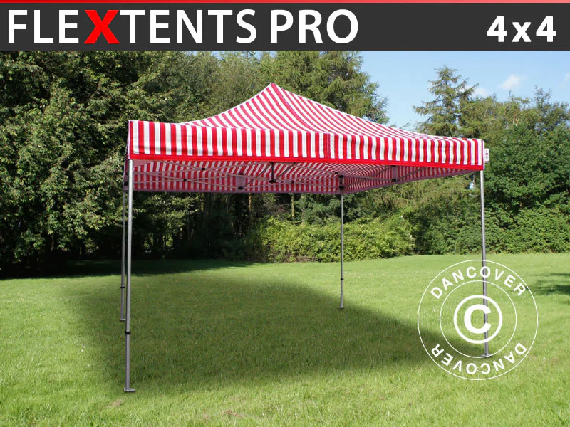 Snabbtält FleXtents PRO 4x4m Randigt
