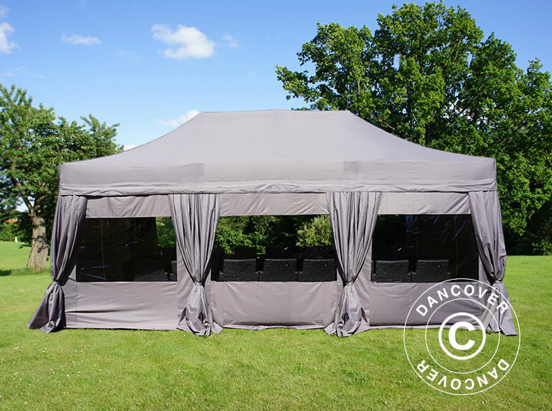 Snabbtält FleXtents PRO 4x6m Latte, inkl. 8 sider & dekorativa gardiner - Image 3