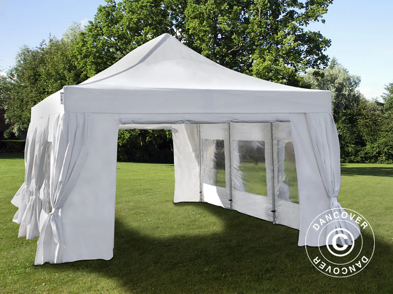 Snabbtält FleXtents PRO 4x6m Vit, inkl. 8 sider & dekorativa gardiner - Image 3