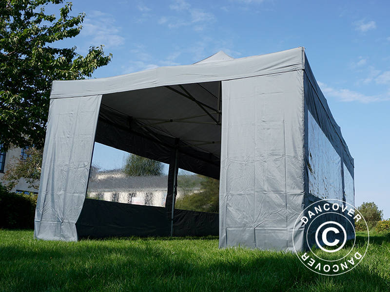 Snabbtält FleXtents PRO 4x8m Grå, inkl. 6 sidor - Image 10