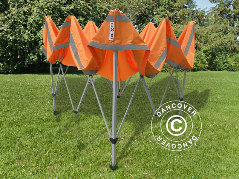 Snabbtält FleXtents PRO Arbetstält 3x3m, inkl. 4 sidor Orange Reflexiva - Image 8