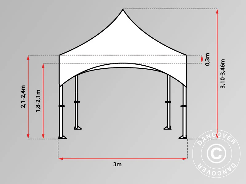 Snabbtält FleXtents PRO "Arched" 3x3m Vit - Image 8