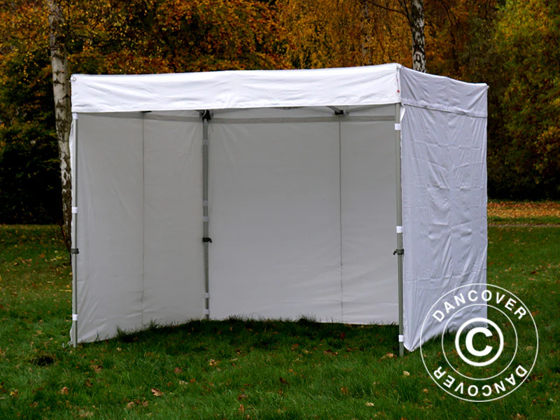 Snabbtält FleXtents® PRO Exhibition med sidoväggar, 3x3m, Vit, Flamhämmande - Image 2