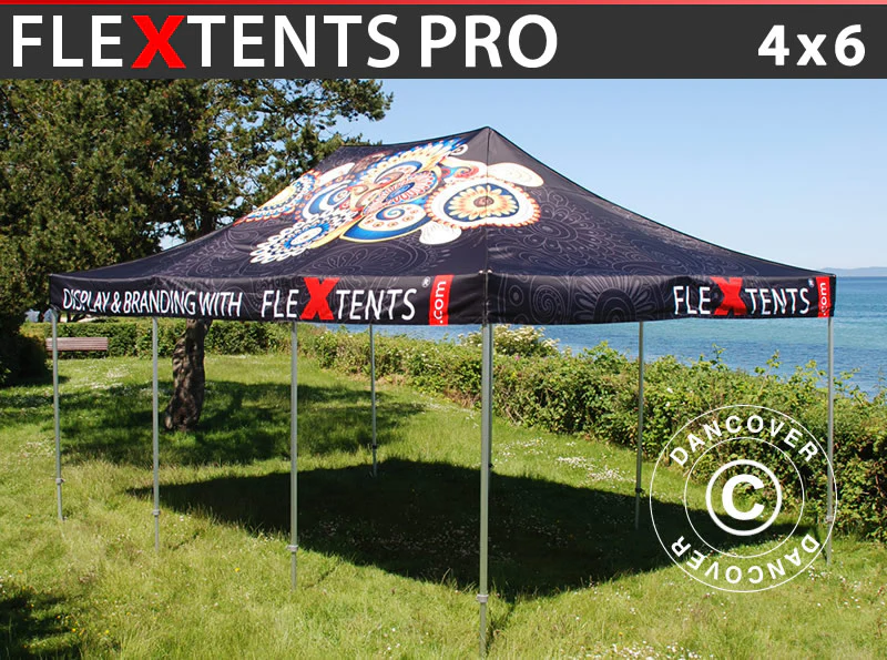 Snabbtält FleXtents PRO med fullt digitalt tryck, 4x6m