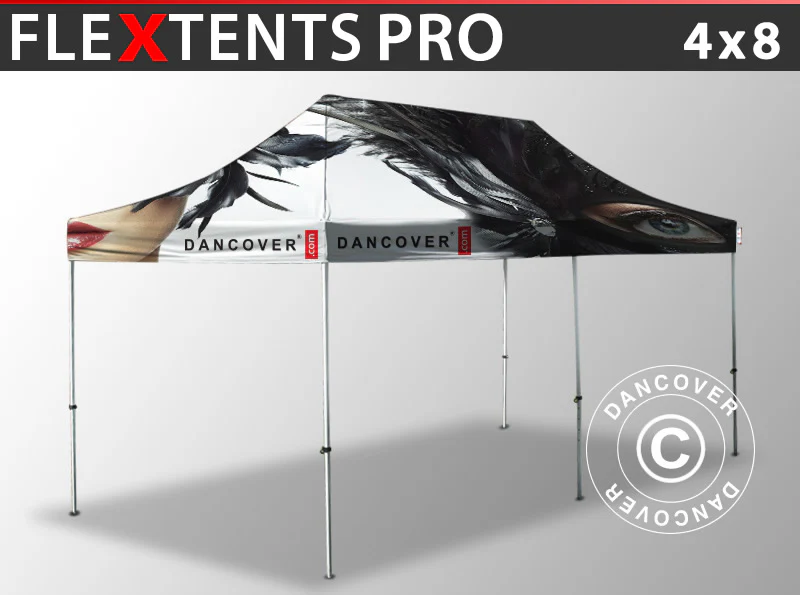 Snabbtält FleXtents PRO med fullt digitalt tryck, 4x8m