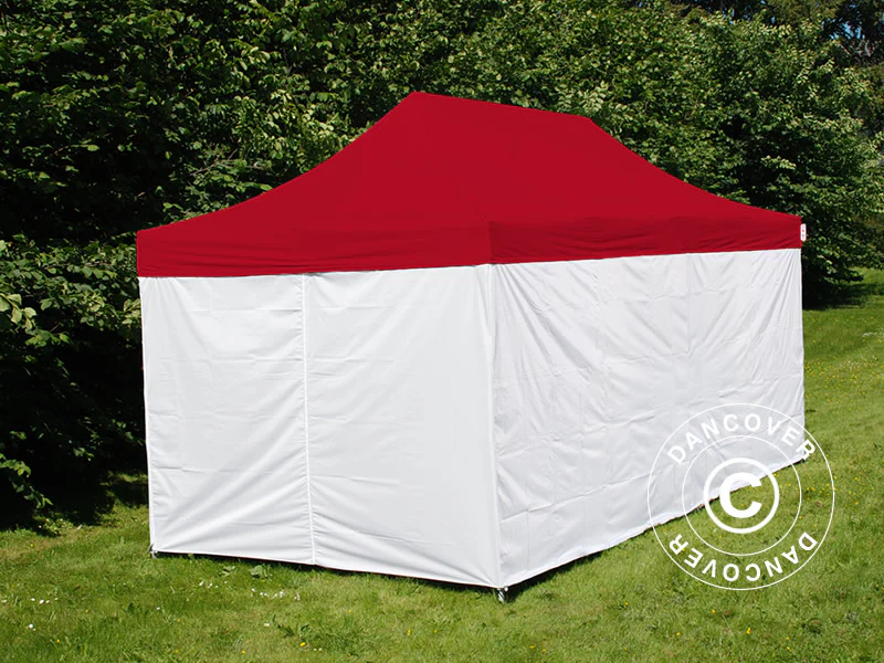 Snabbtält FleXtents® PRO, Medicinskt & Nödsituationstält, 3x6m, Röd/Vit, inkl. 6 sidoväggar - Image 3