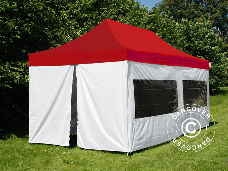 Snabbtält FleXtents® PRO, Medicinskt & Nödsituationstält, 3x6m, Röd/Vit, inkl. 6 sidoväggar - Image 2