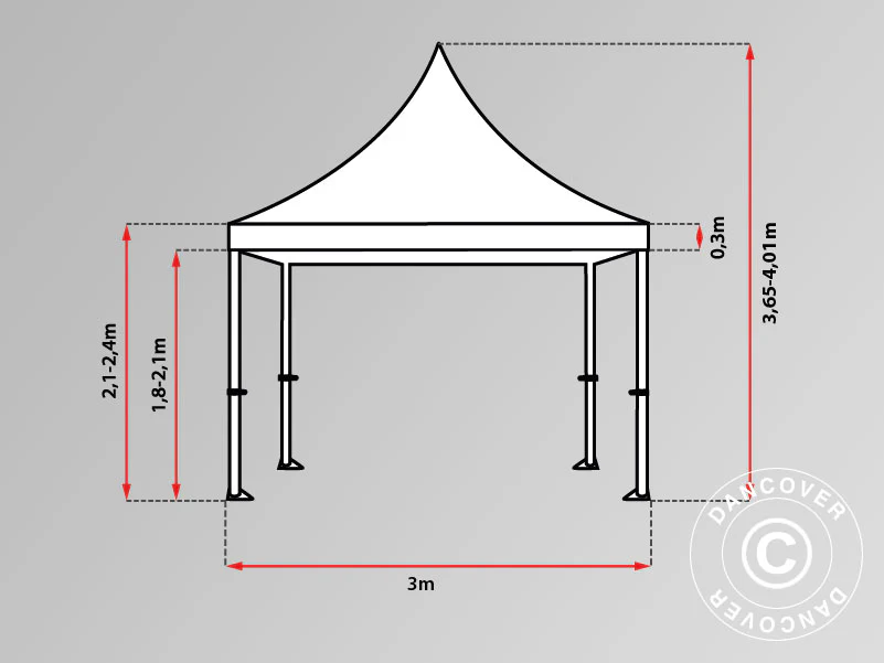 Snabbtält FleXtents PRO Peak Pagoda 3x3m Latte - Image 18
