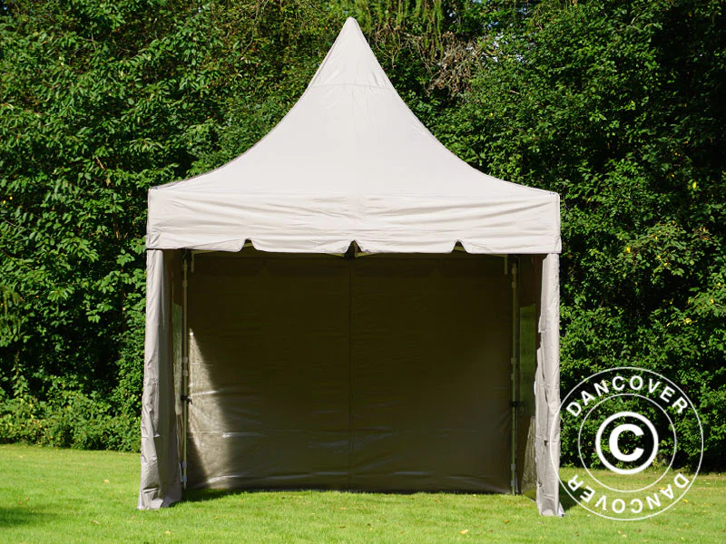 Snabbtält FleXtents PRO Peak Pagoda 3x3m Latte, inkl. 4 sidoväggar - Image 12