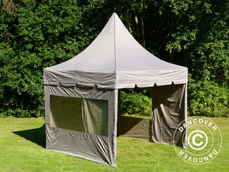 Snabbtält FleXtents PRO Peak Pagoda 3x3m Latte, inkl. 4 sidoväggar - Image 14