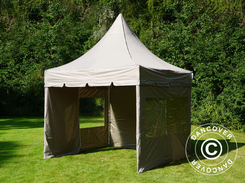 Snabbtält FleXtents PRO Peak Pagoda 3x3m Latte, inkl. 4 sidoväggar - Image 15