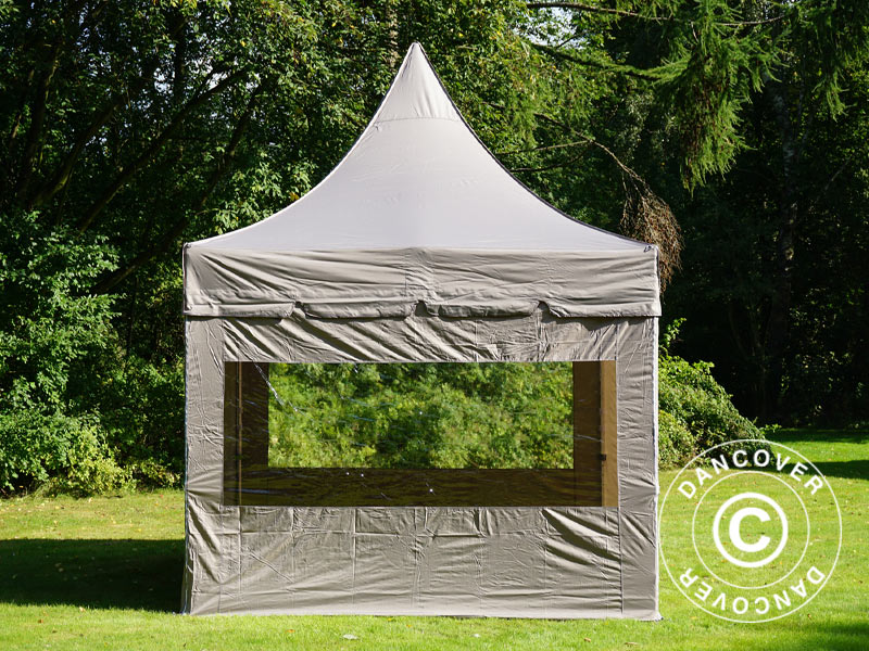Snabbtält FleXtents PRO Peak Pagoda 3x3m Latte, inkl. 4 sidoväggar - Image 5