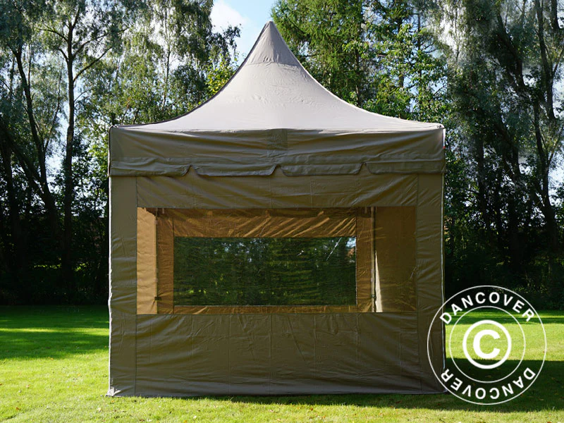 Snabbtält FleXtents PRO Peak Pagoda 3x3m Latte, inkl. 4 sidoväggar - Image 6