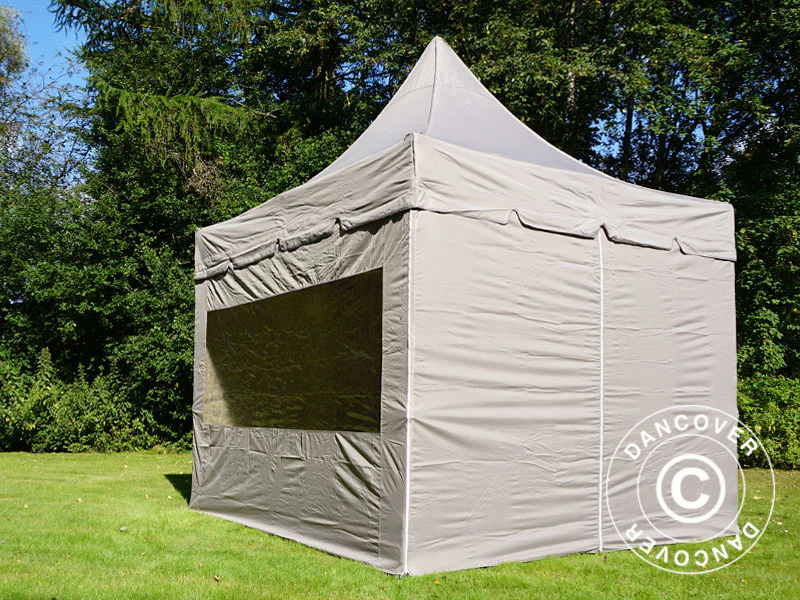 Snabbtält FleXtents PRO Peak Pagoda 3x3m Latte, inkl. 4 sidoväggar - Image 8